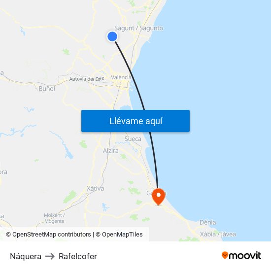 Náquera to Rafelcofer map
