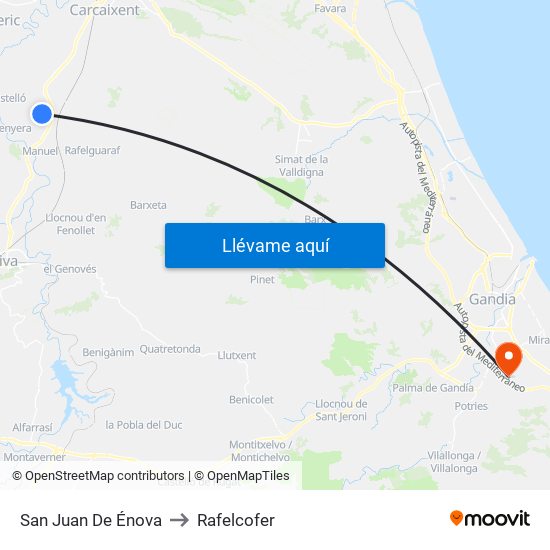 San Juan De Énova to Rafelcofer map