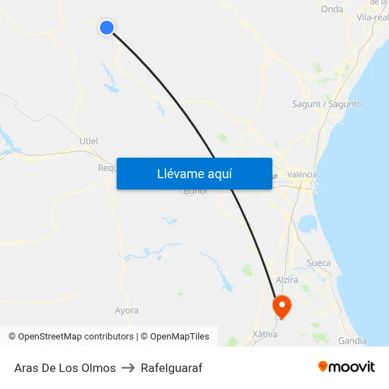 Aras De Los Olmos to Rafelguaraf map