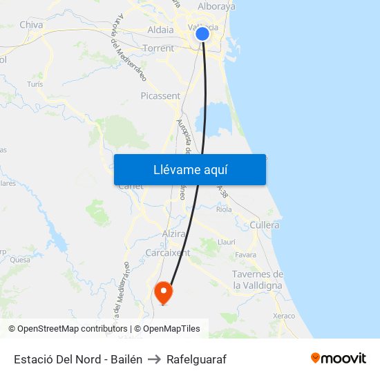 Estació Del Nord - Bailén to Rafelguaraf map