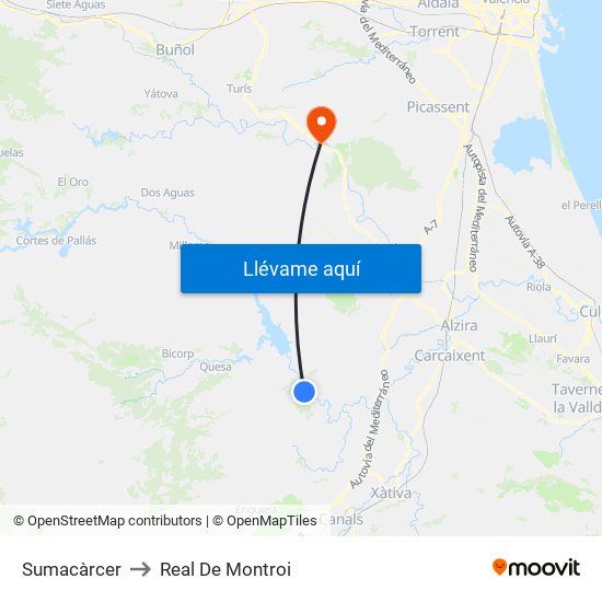 Sumacàrcer to Real De Montroi map