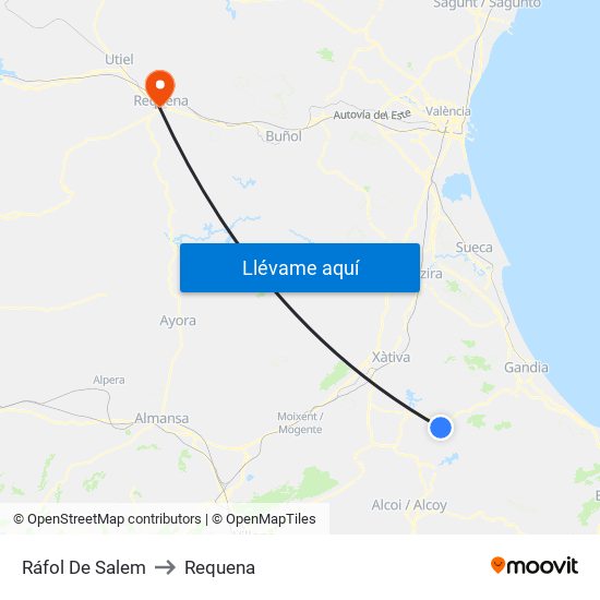 Ráfol De Salem to Requena map