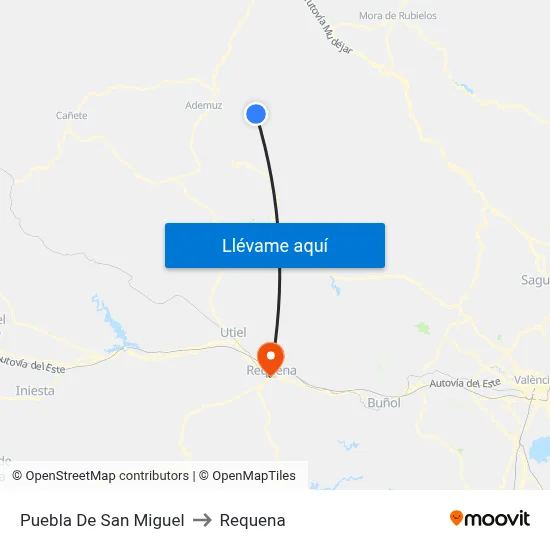 Puebla De San Miguel to Requena map