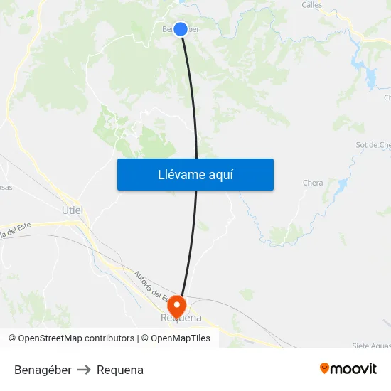 Benagéber to Requena map