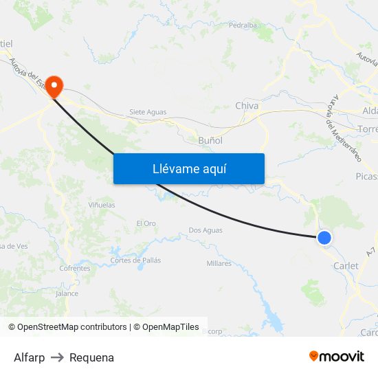 Alfarp to Requena map