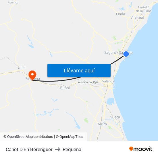 Canet D'En Berenguer to Requena map