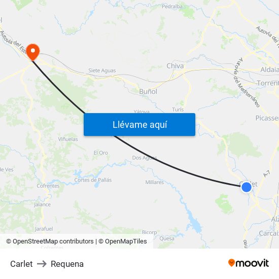 Carlet to Requena map