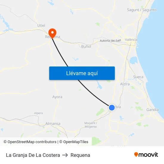 La Granja De La Costera to Requena map