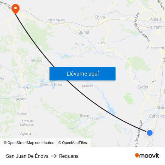 San Juan De Énova to Requena map