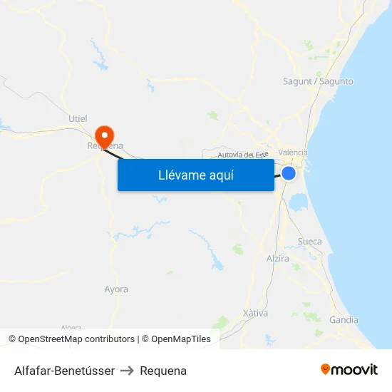 Alfafar-Benetússer to Requena map