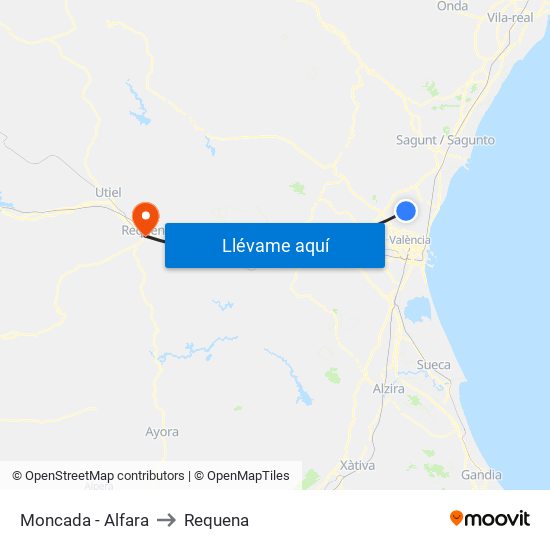 Moncada - Alfara to Requena map