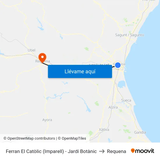 Ferran El Catòlic (Imparell) - Jardí Botànic to Requena map