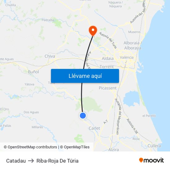 Catadau to Riba-Roja De Túria map