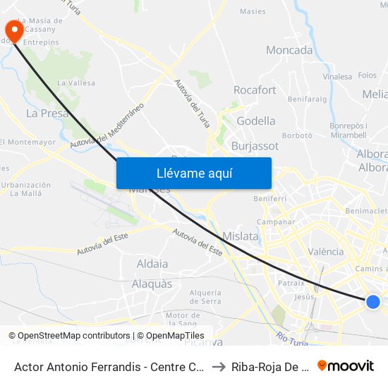 Actor Antonio Ferrandis - Centre Comercial to Riba-Roja De Túria map