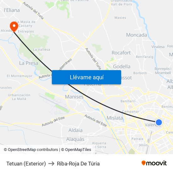 Tetuan - Exterior to Riba-Roja De Túria map