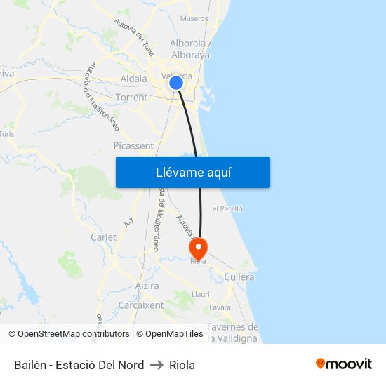 Estació Del Nord - Bailén to Riola map