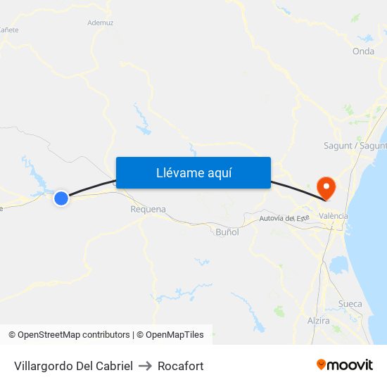 Villargordo Del Cabriel to Rocafort map