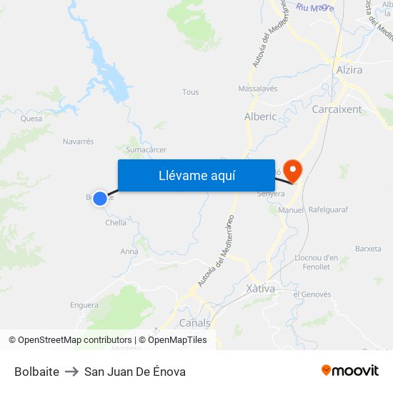 Bolbaite to San Juan De Énova map