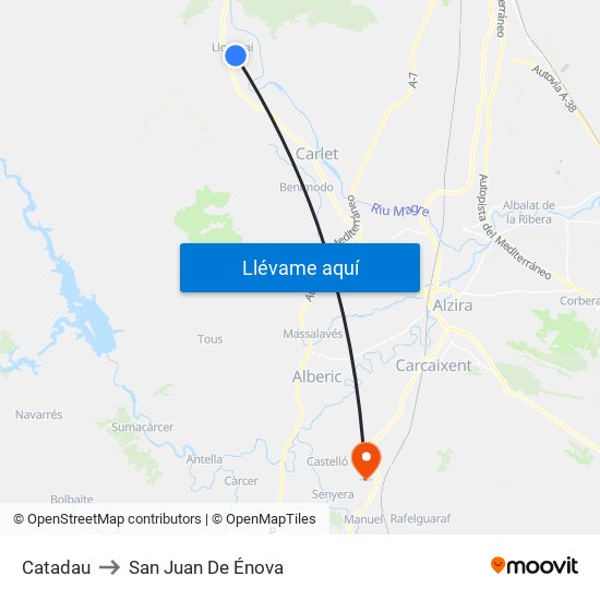 Catadau to San Juan De Énova map