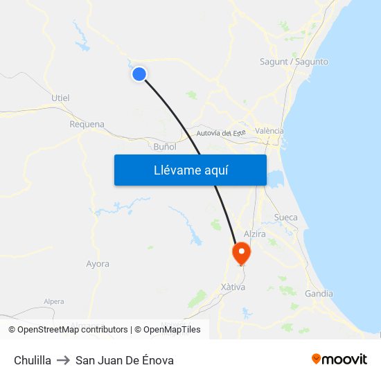 Chulilla to San Juan De Énova map