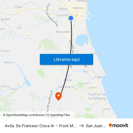 Avda. De Francesc Cisca 4r – Front Metro De Paiporta [Paiporta] to San Juan De Énova map