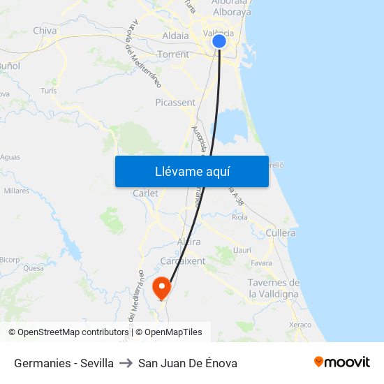 Germanies - Sevilla to San Juan De Énova map