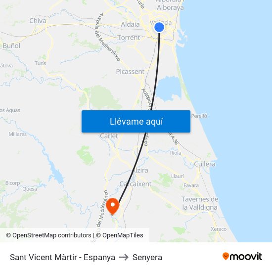 Sant Vicent Màrtir - Espanya to Senyera map