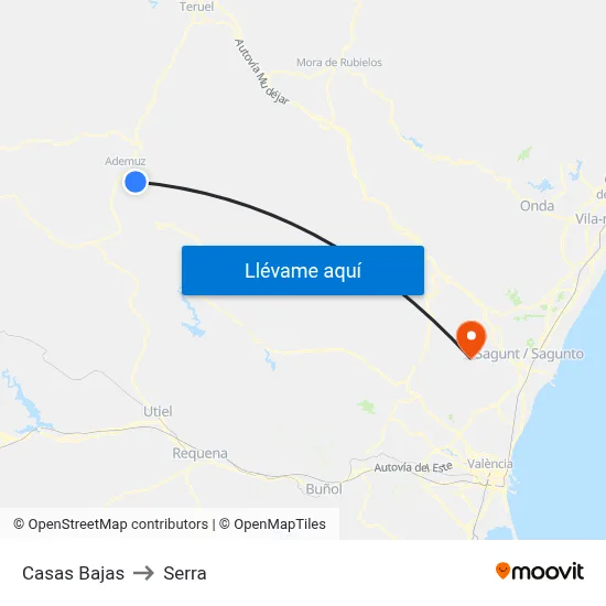 Casas Bajas to Serra map