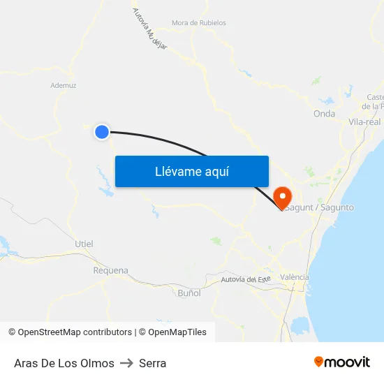 Aras De Los Olmos to Serra map