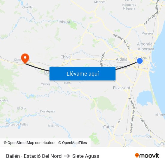 Estació Del Nord - Bailén to Siete Aguas map