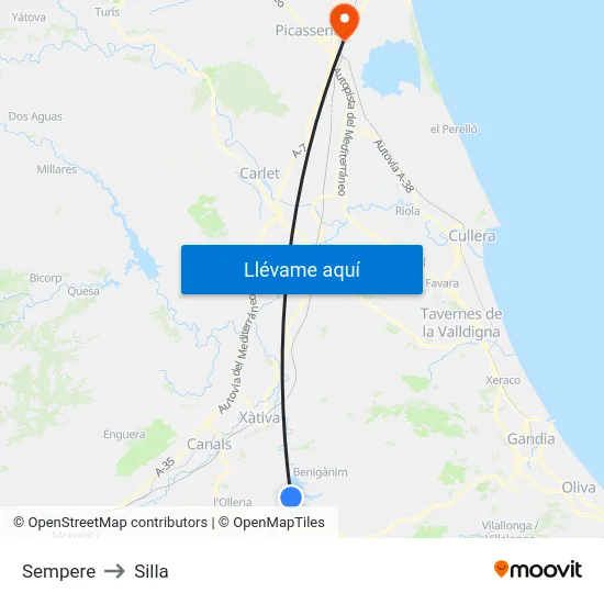 Sempere to Silla map