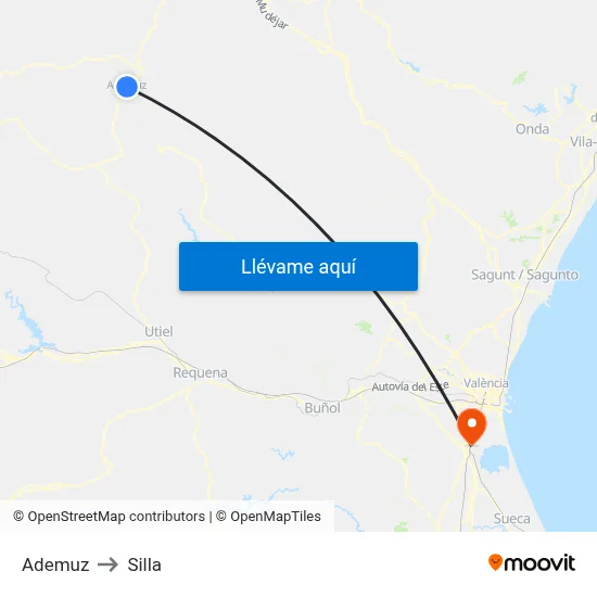 Ademuz to Silla map