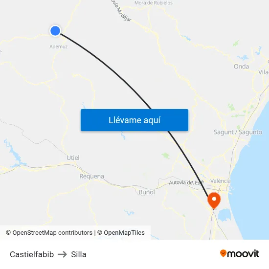 Castielfabib to Silla map