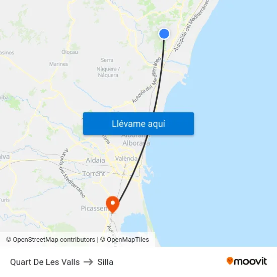 Quart De Les Valls to Silla map