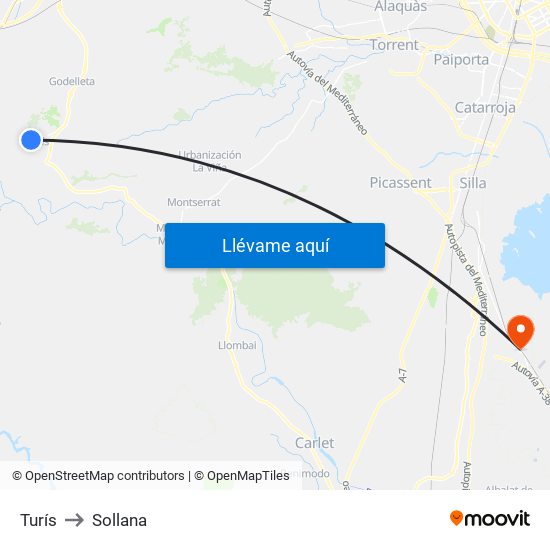 Turís to Sollana map