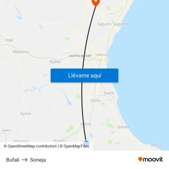 Bufali to Soneja map