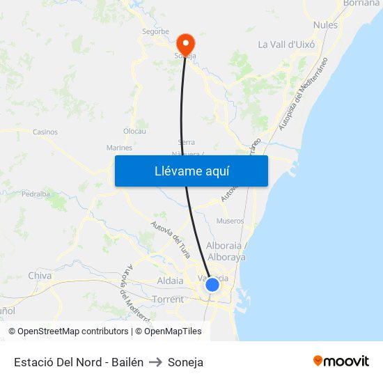 Estació Del Nord - Bailén to Soneja map