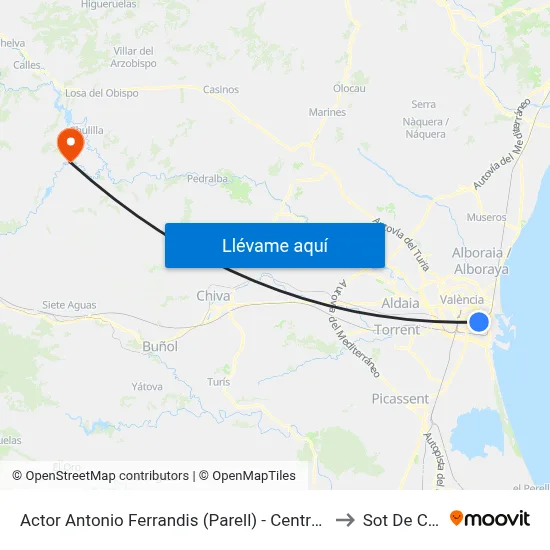 Actor Antonio Ferrandis (Parell) - Centre Comercial to Sot De Chera map