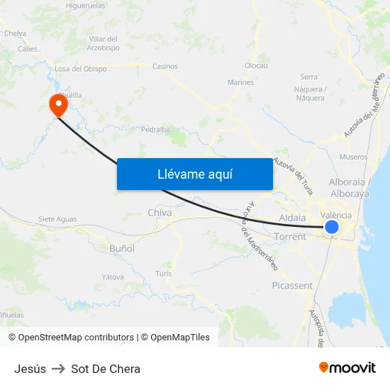 Jesús to Sot De Chera map