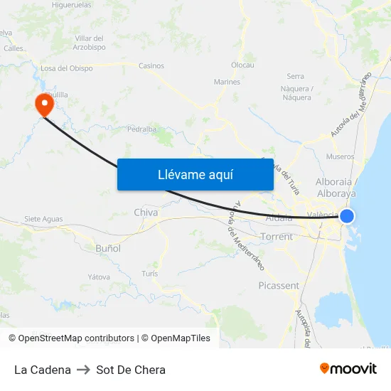 La Cadena to Sot De Chera map