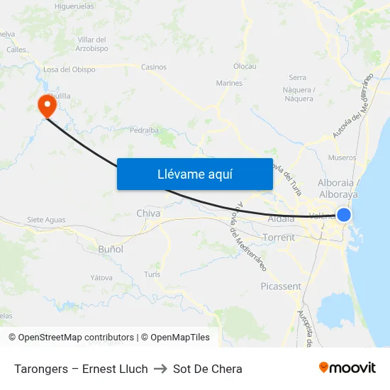 Tarongers – Ernest Lluch to Sot De Chera map