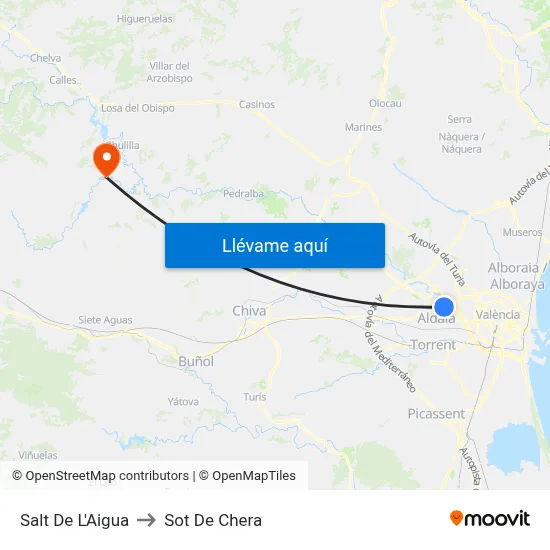 Salt De L'Aigua to Sot De Chera map