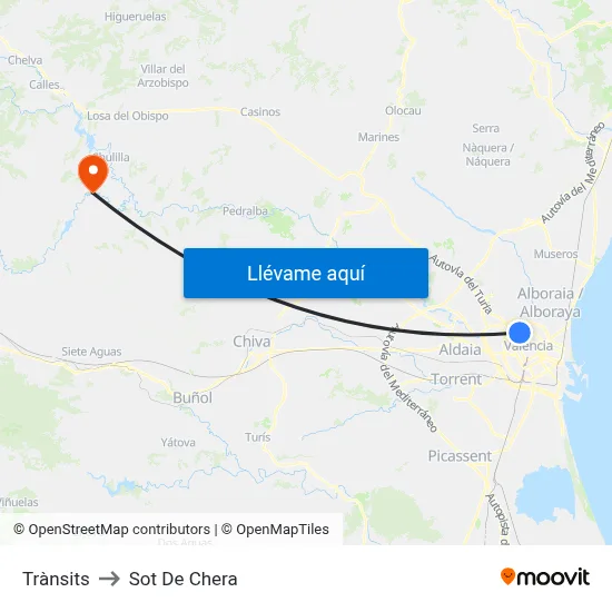 Trànsits to Sot De Chera map