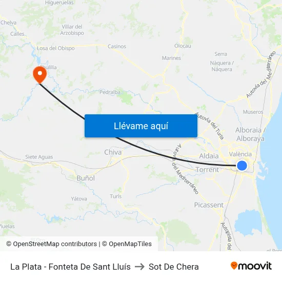 La Plata  - Fonteta De Sant Lluís to Sot De Chera map