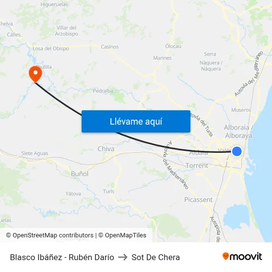 Blasco Ibáñez - Rubén Darío to Sot De Chera map