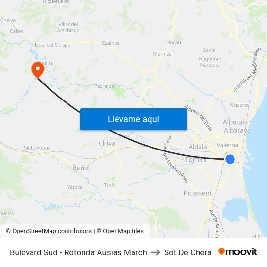 Bulevard Sud - Rotonda Ausiàs March to Sot De Chera map