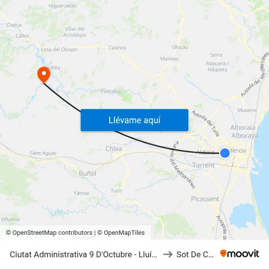 Ciutat Administrativa 9 D'Octubre - Lluís Lamarca to Sot De Chera map