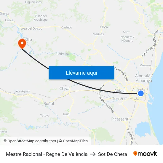 Mestre Racional - Regne De València to Sot De Chera map