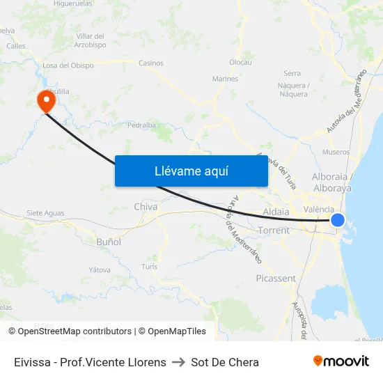 Eivissa - Prof.Vicente Llorens to Sot De Chera map