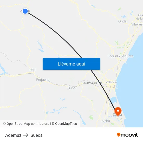 Ademuz to Sueca map